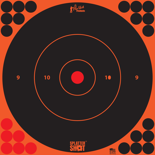 Pro-Shot SplatterShot Black/Red Self-Adhesive Paper Impact Enhancement 12″ Bullseye 5 Pack Includes Pasters
