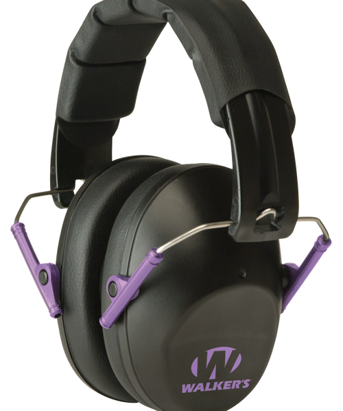 Walker’s Pro Low Profile Muff Polymer, 22 dB, Black, Purple Accents